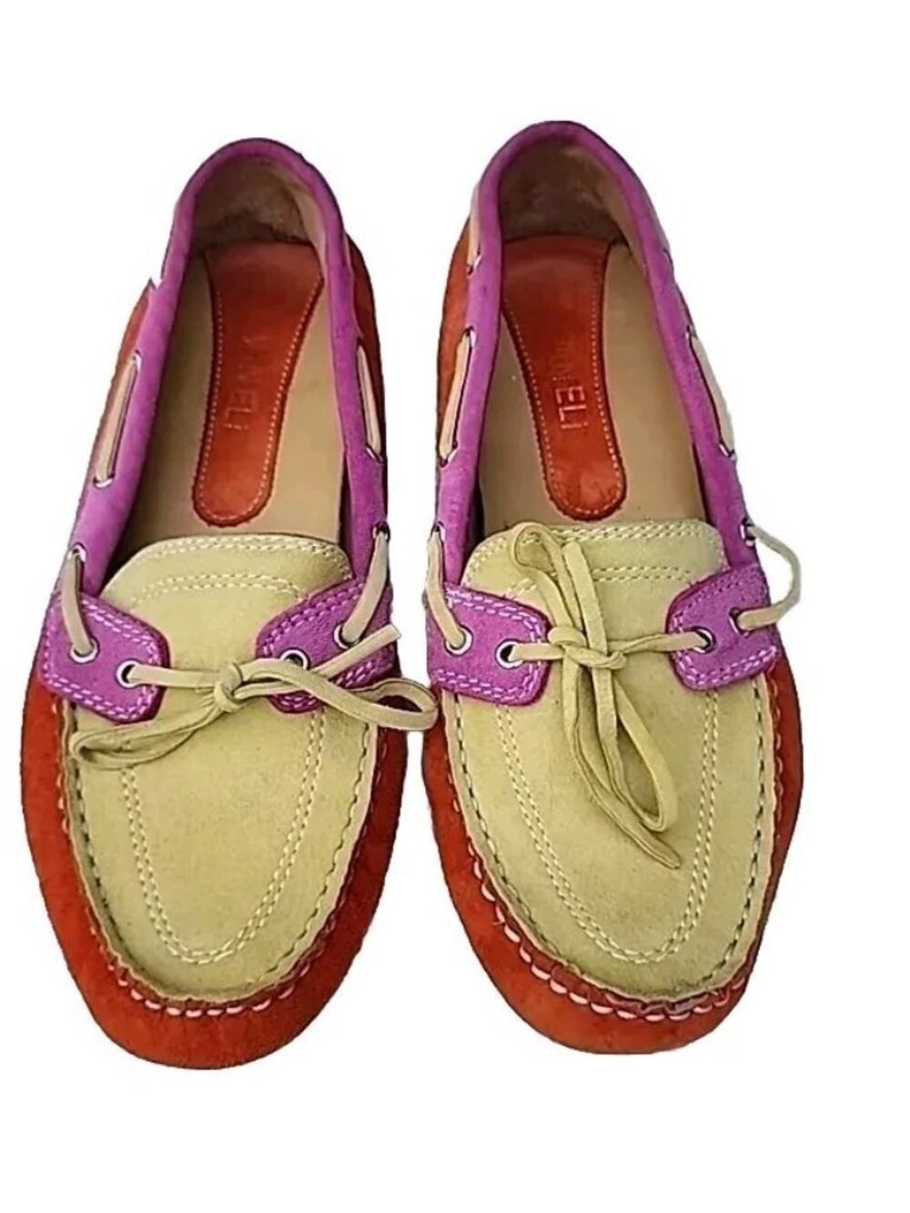 Vaneli Portugal Colorblock Pink Genuine Suede  Mocassin Driving Comfy Shoes Sz8M